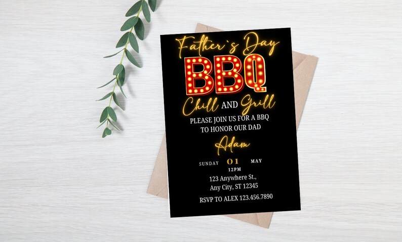 Editable Father's Day BBQ Invitation, Father's Day Cookout, Casual ...