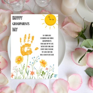 Arte con huellas de manos para el Día de los Abuelos 2024, Tarjeta imprimible para abuelos, Abuelos de parte de sus nietos, Día de los Abuelos, Recuerdo con huellas de manos