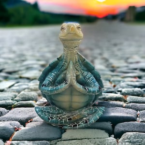 Calming Anti-Anxiety Zen Meditating Turtle Peaceful Sea Turtle Statue Garden Home Office Decor Meditation Ornament Gifts