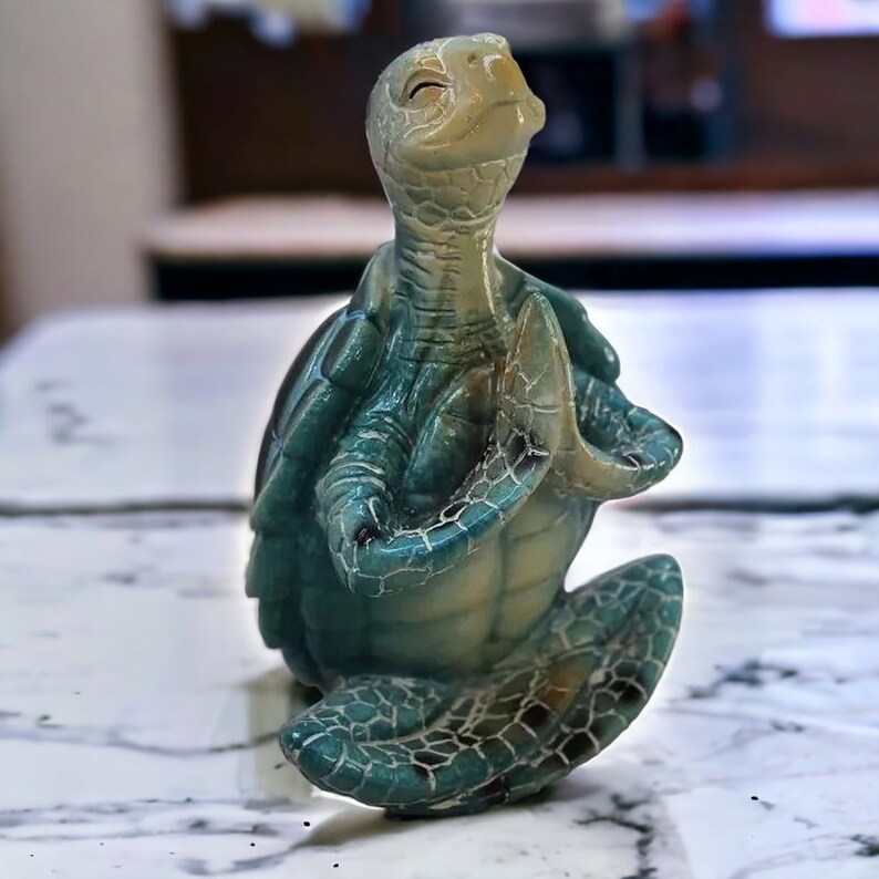 Calming Antianxiety Zen Meditating Turtle Peaceful Sea Turtle Statue