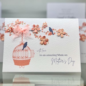 Carte de fête des mères, carte de fête des mères faite main, carte de fleurs de cerisier pour maman, carte 3d, jolie carte de fête des mères, carte souvenir, mère, maman