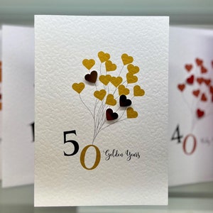 Biglietto d'auguri per il 50° anniversario. Biglietto fatto a mano per il 50° anniversario di matrimonio della moglie, biglietto per il 50° anniversario di matrimonio del marito, coppia speciale