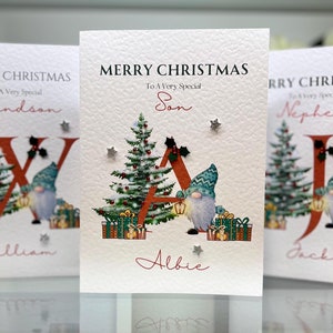 Personalisierte Sohn Weihnachtskarte, jeder Name, Beziehung, spezielle Sohn Weihnachtskarte, handgemachte Weihnachtskarte, personalisierte Weihnachtskarte
