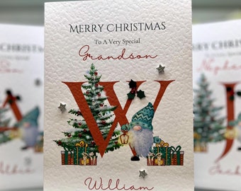 Biglietto di Natale personalizzato per nipote, qualsiasi lettera relativa al nome, biglietto di Natale speciale per nipote, biglietto ricordo, biglietto di Natale personalizzato,