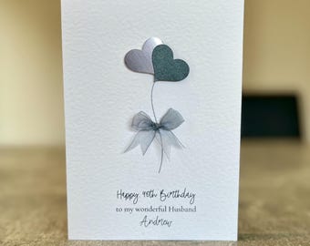 40th Husband Birthday Card, 50th, 60th, 70th, husband Card. Fortieth Birthday Husband, personalised Card. Handmade 50th any age/name.