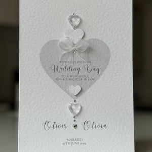Carte de mariage personnalisée faite main pour fille et gendre/gendre et belle-fille, carte de mariage de félicitations, carte de mariage de luxe.
