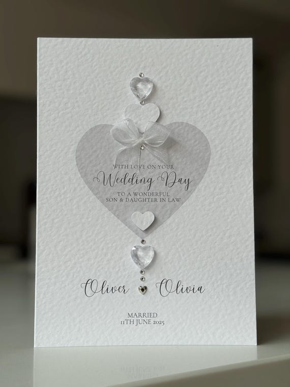 Personalised Handmade Daughter & Son-in-law/ Son and Daughter in Law Wedding Card, Congratulations Wedding Card, Luxury Wedding Card.
