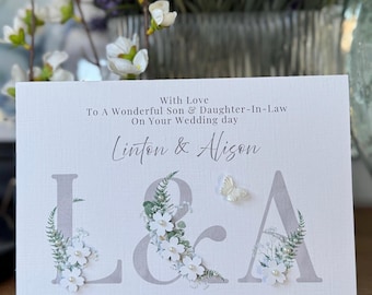 Personalised Handmade Son & Daughter-in-law Wedding Card, Congratulations Wedding Card, Luxury Wedding Card, Bride and Groom Wedding Card.
