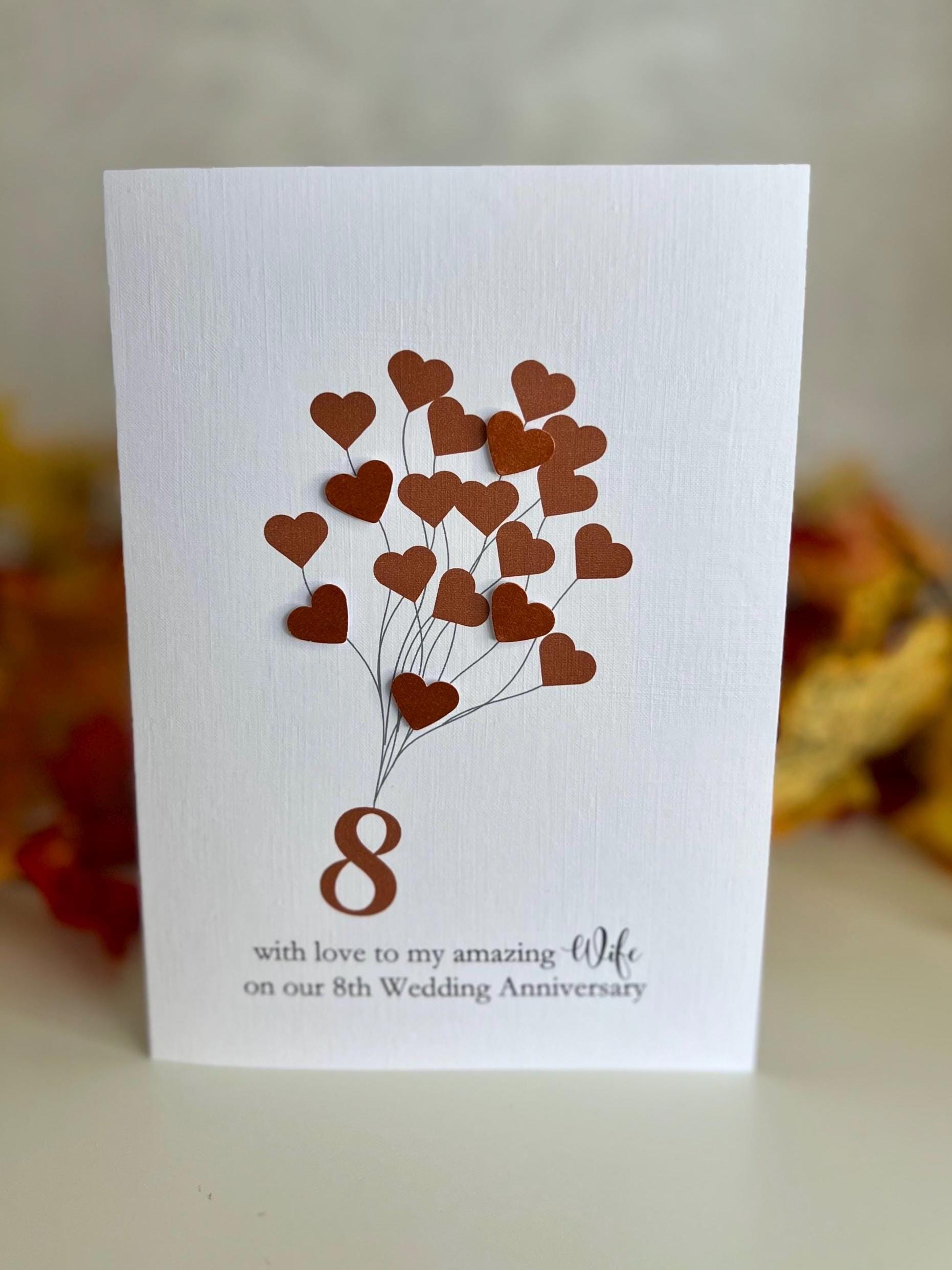 Wife Bronze Anniversary Card. 8th Wedding Anniversary Card