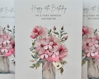 Carte d'anniversaire de 50 ans, carte de 50 ans, carte de 50 ans, carte de fille personnalisée, carte de tout âge. Carte sur mesure