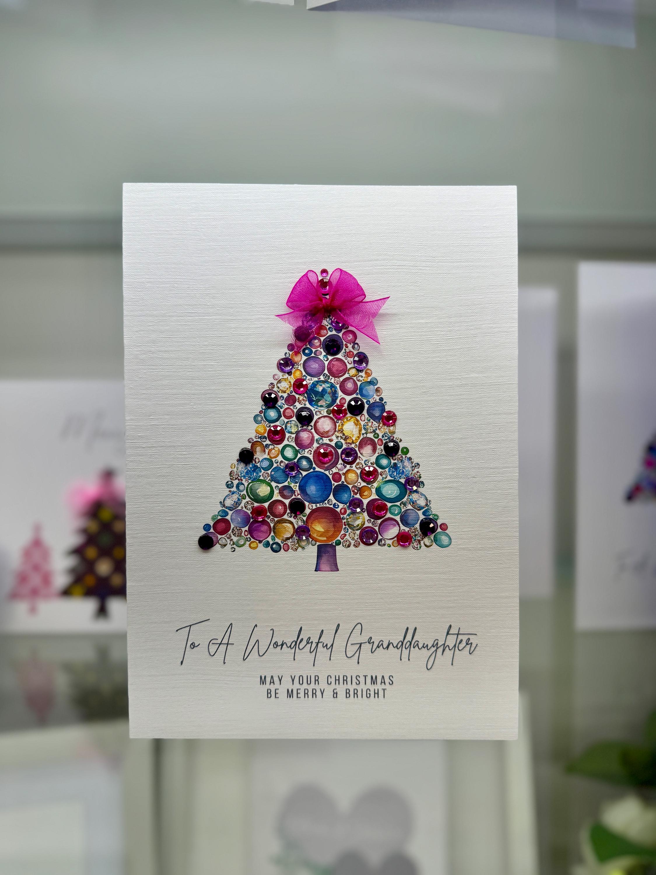 孫娘へのパーソナライズされたクリスマスカード。手作りの孫娘向け