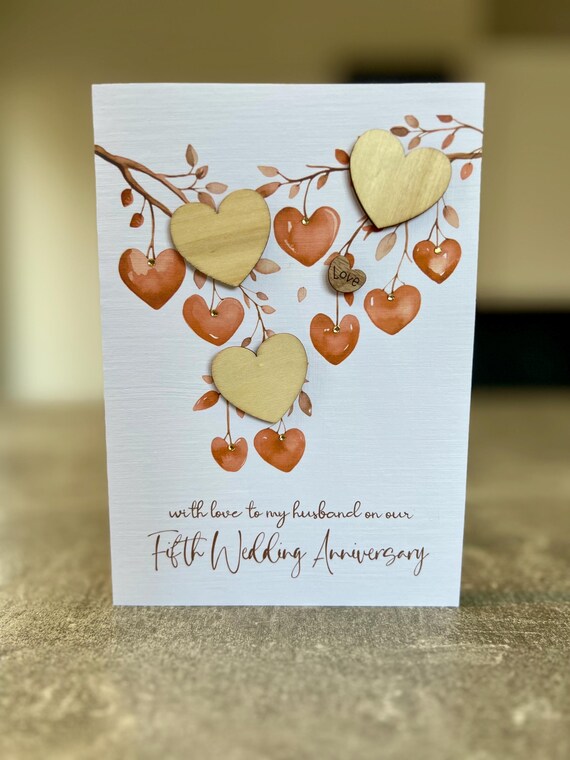 Biglietto Di Auguri Metallico Per 5° Anniversario Di Matrimonio, Inciso Al Laser, Con Busta, Regalo Per Marito, Acciaio Inox