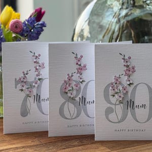 Mum 80th, personalised  birthday name card, pretty card, milestone birthday, friend, sister birthday, Initial card, any age or name card.