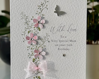 80th Mum Birthday Card, 50th, 60th, 70th, 90th, 100th Mum Card, Seventieth Birthday Mum,80th Birthday Card,  Handmade 80th any age