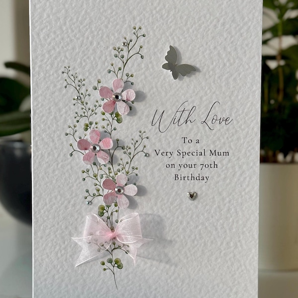 80th Mum Birthday Card, 50th, 60th, 70th, 90th, 100th Mum Card, Seventieth Birthday Mum,80th Birthday Card,  Handmade 80th any age