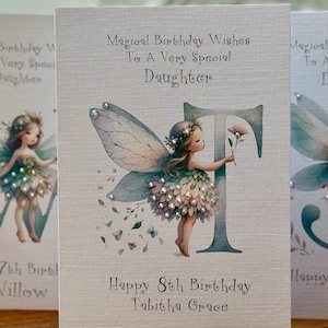 5ème carte d'anniversaire personnalisée, jolie carte, anniversaire de fille, anniversaire de petite-fille, 5ème anniversaire, carte initiale, carte 3D faite main
