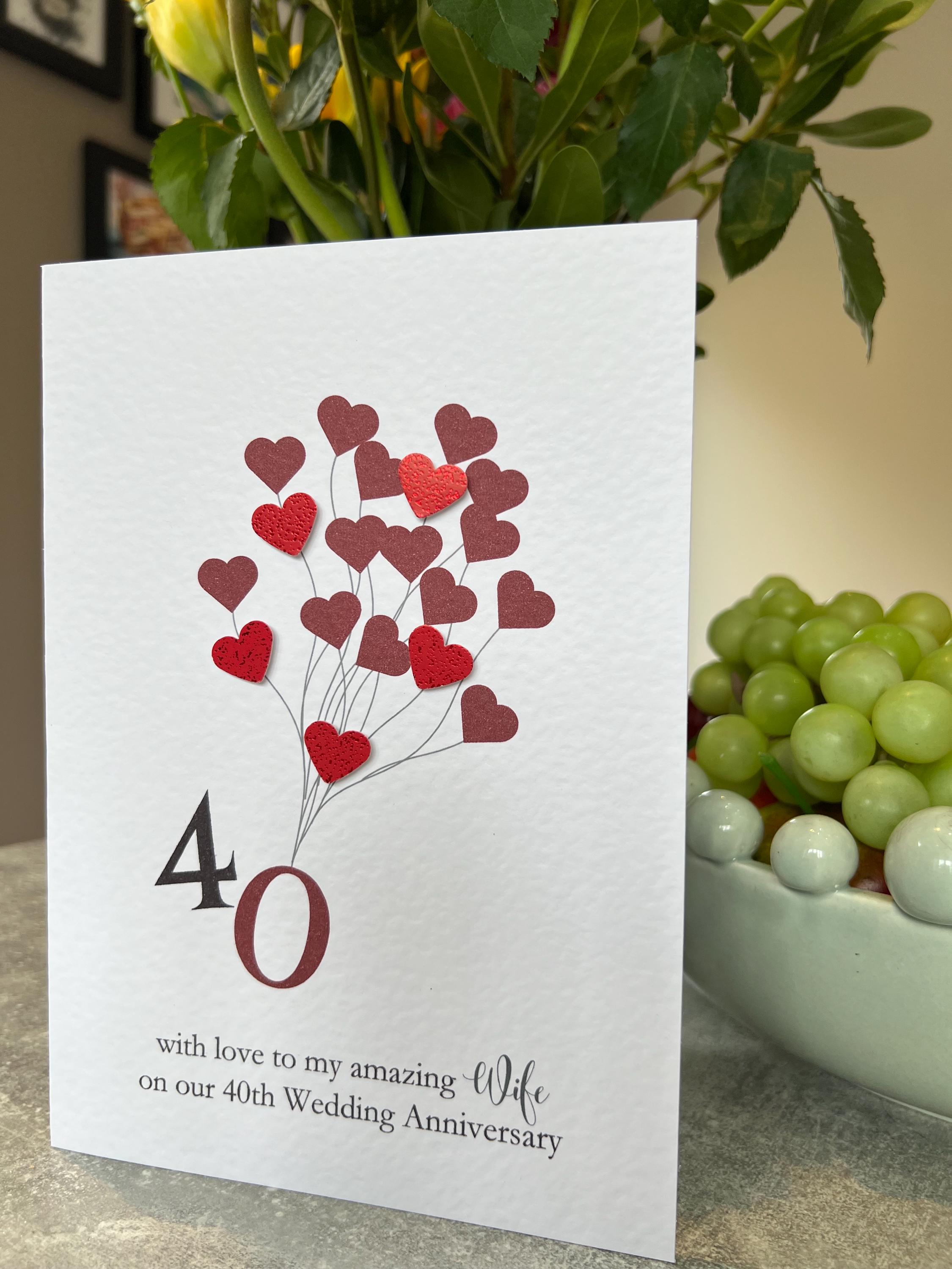 Bambus Grußkarte Zum 40. Hochzeitstag – Natürliches Design Für Rubinhochzeit