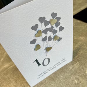 Real Tin Anniversary Card. Wife 10th Wedding Anniversary Card. Handmade ...
