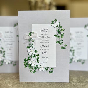 Biglietto di auguri di nozze personalizzato fatto a mano per figlio e nuora, biglietto di congratulazioni per le nozze, biglietto di auguri di nozze di lusso, biglietto di auguri per le nozze degli sposi.