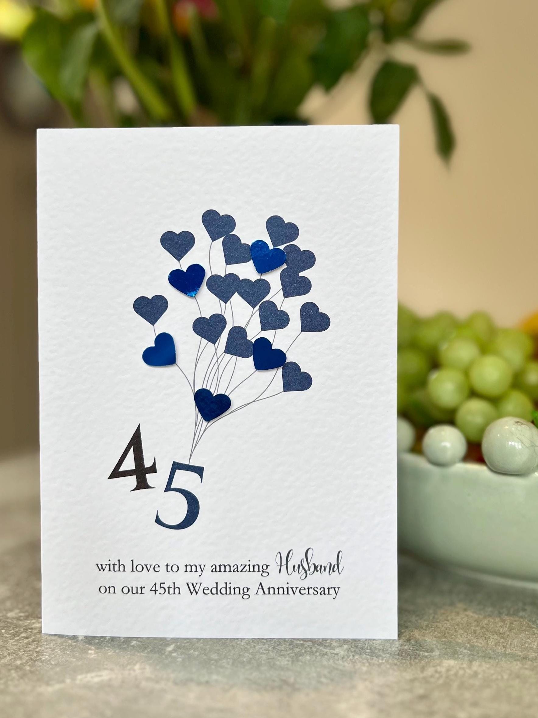 Sapphire Anniversary Card. Husband 45th Wedding Anniversary Card ...