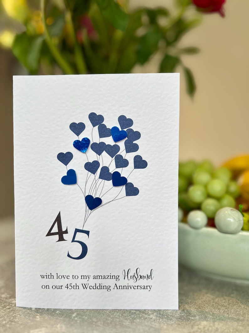 Sapphire Anniversary Card. Husband 45th Wedding Anniversary Card ...
