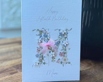 Cartão de aniversário personalizado para a mãe, cartão para a mãe de 40, 50, 60, 70, 80, 90 anos, cartão de aniversário para a mãe, cartão feito à mão, cartão especial para a mãe.