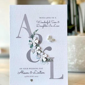 Personalised Handmade Son & Daughter-in-law Wedding Card, Congratulations Wedding Card, Luxury Wedding Card, Bride and Groom Wedding Card.