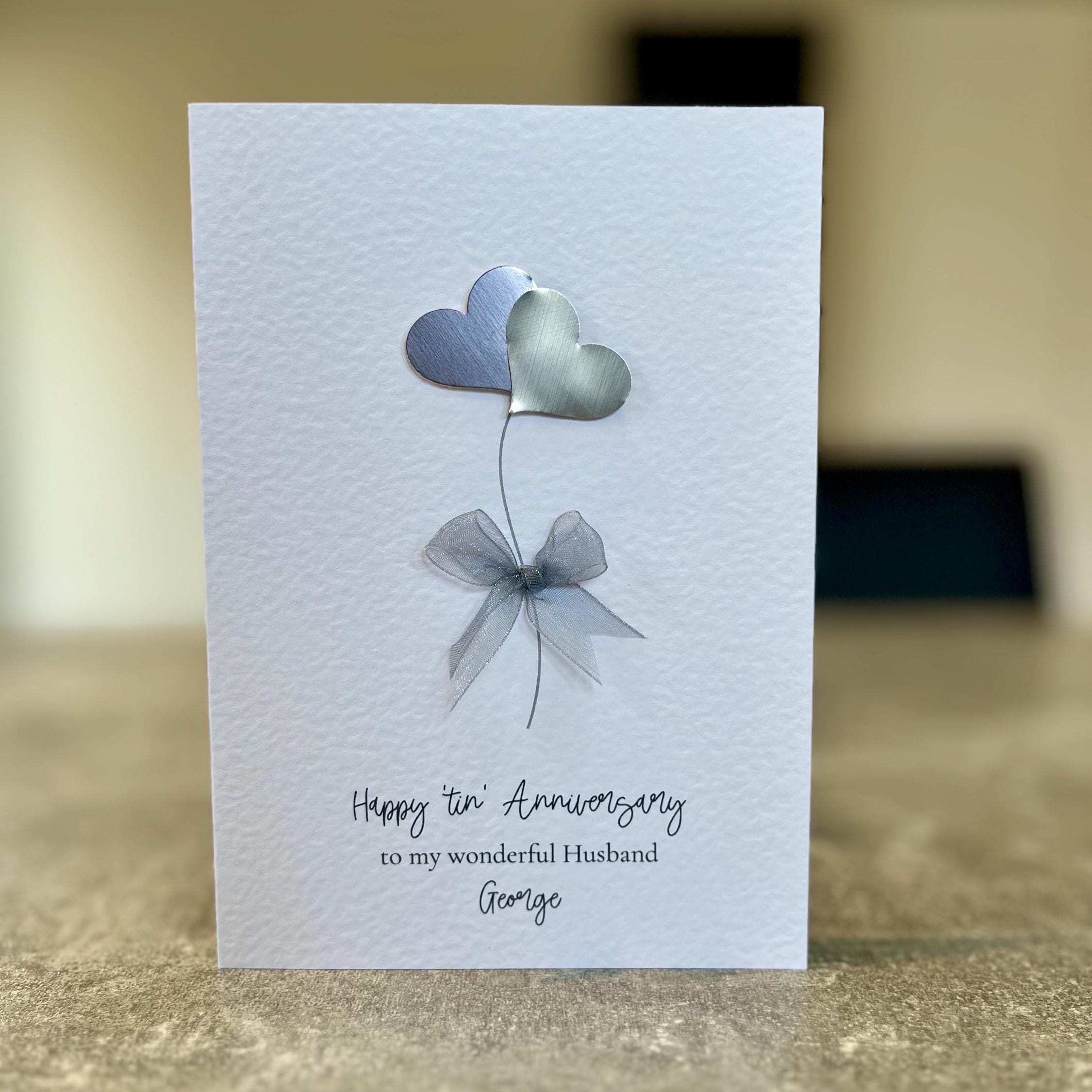 Husband 10th Wedding Anniversary Card. Real Tin Anniversary Card ...