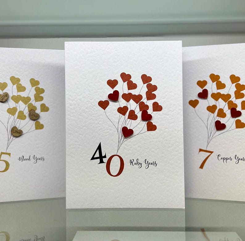 Ruby Ann Card Ruby Anniversary Card. Handmade Forty Year Anniversary Card. Wife 40th ...