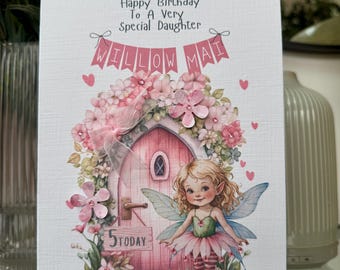 Personalised 1st birthday card, Fairy card, Daughter birthday, Granddaughter birthday, 1st, 2nd, 3rd ANY AGE Handmade card, keepsake card