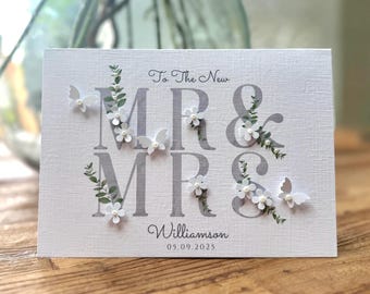 Tarjeta de boda personalizada hecha a mano, boda 2026, tarjeta de felicitación de boda de lujo, tarjeta para novios, tarjeta para nuevos esposos, hermana