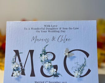 Tarjeta de boda personalizada hecha a mano para nuera y yerno, tarjeta de felicitación de boda, tarjeta de boda de lujo, tarjeta de boda para novios.