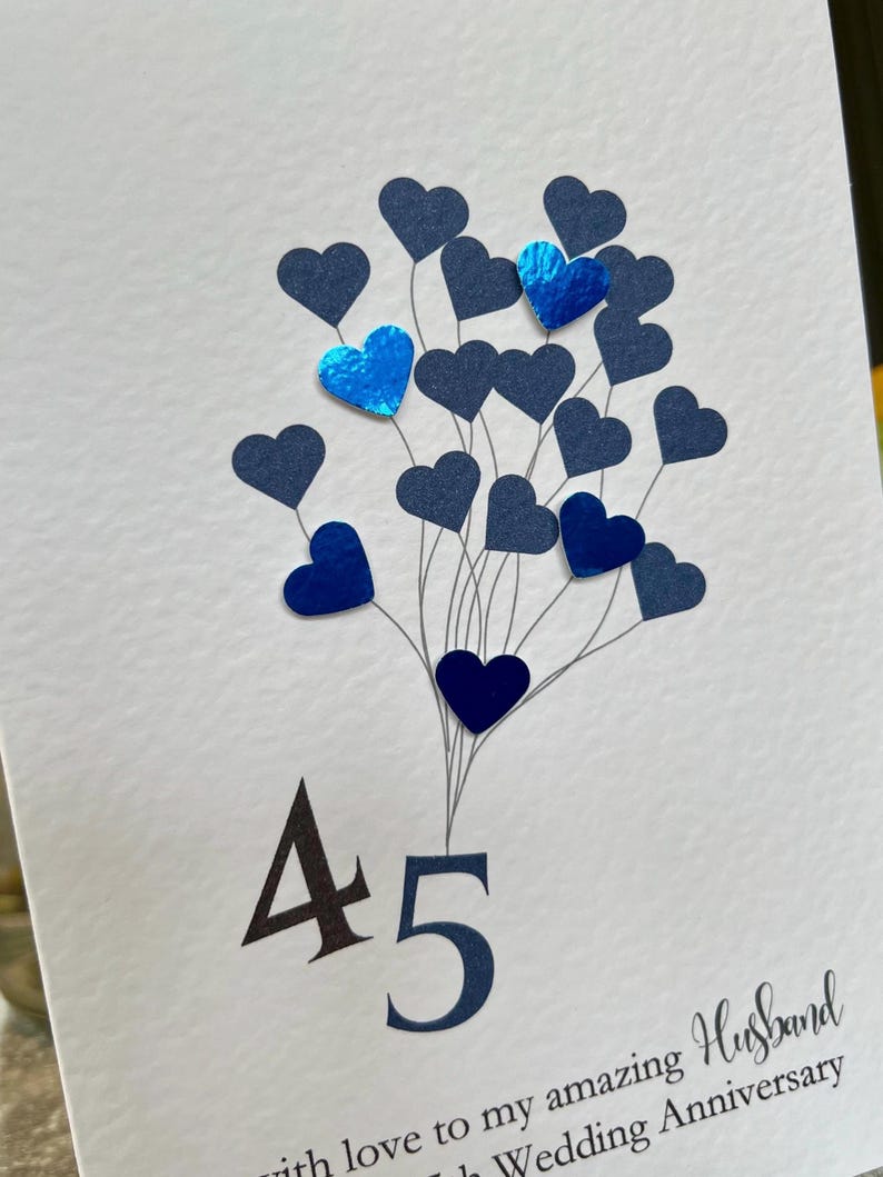 Sapphire Anniversary Card. Husband 45th Wedding Anniversary Card ...