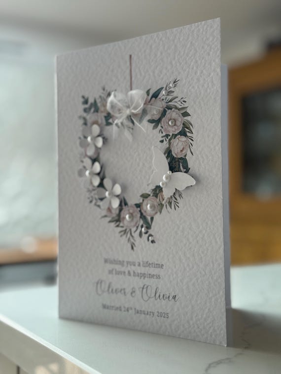 Personalised Handmade Daughter & Son-in-law Wedding Card, Congratulations Wedding Card, Luxury Wedding Card, Bride and Groom Wedding Card.