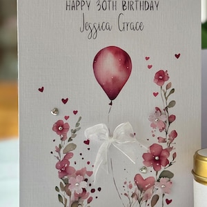 Carte personnalisée 30e anniversaire, 30e anniversaire femme, trentième carte personnalisée. 30e joyeux anniversaire, carte souvenir de luxe faite main.