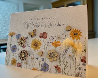 90th Grandma, Mum Birthday Card, 50th, 60th, 70th, 90th, 100th Mum Card, Seventieth Birthday Mum,80th Birthday Card,  Handmade 80th any age