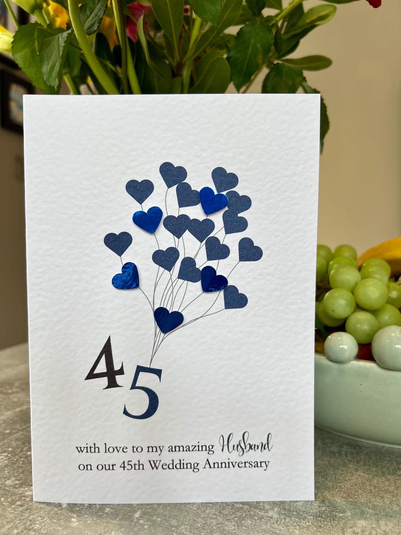 Sapphire Anniversary Card. Husband 45th Wedding Anniversary Card ...