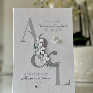 Carte de mariage personnalisée faite main pour la fille et le gendre, carte de mariage de félicitations, carte de mariage de luxe, carte de mariage des jeunes mariés.