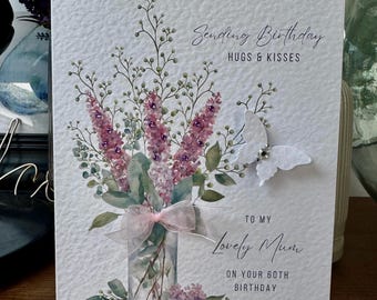 Mãe, amiga, irmã, filha, cartão de aniversário personalizado, idade. Cartão de aniversário para ela, cartão de aniversário feminino, mãe 40º, 50º, 60º, 70º, 80º