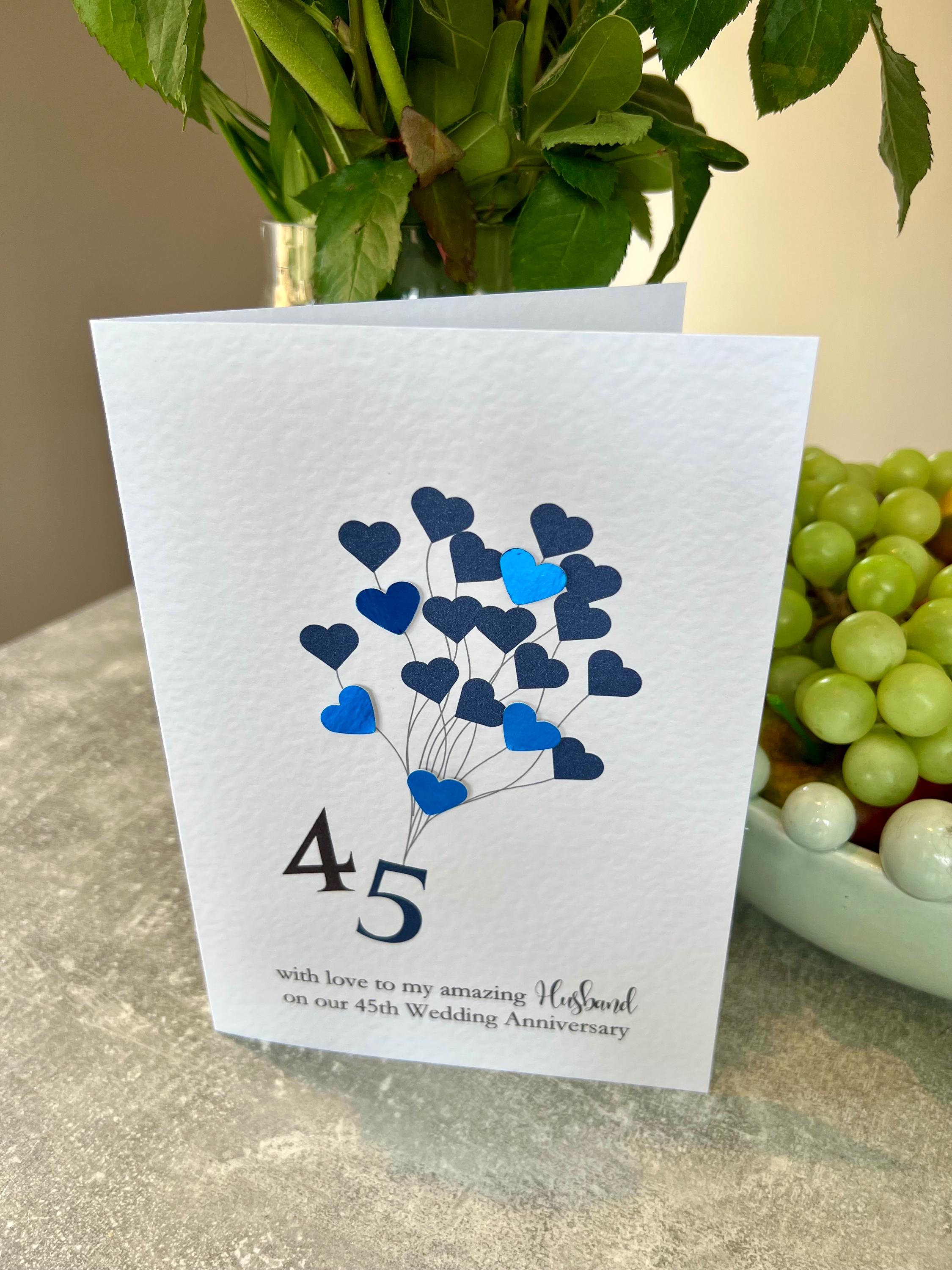Sapphire Anniversary Card. Husband 45th Wedding Anniversary Card ...
