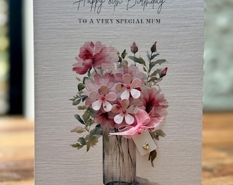 Tarjeta de cumpleaños número 70 para mamá, tarjeta para mamá número 50, 60, 80, 90 o 100, tarjeta para mamá número 70, tarjeta para mamá número 70 hecha a mano