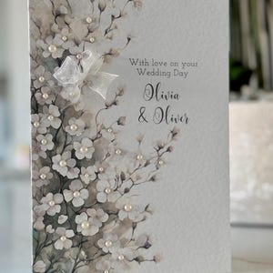 Carte de mariage personnalisée faite main pour la fille et le gendre, carte de mariage de félicitations, carte de mariage de luxe, carte de mariage des jeunes mariés.