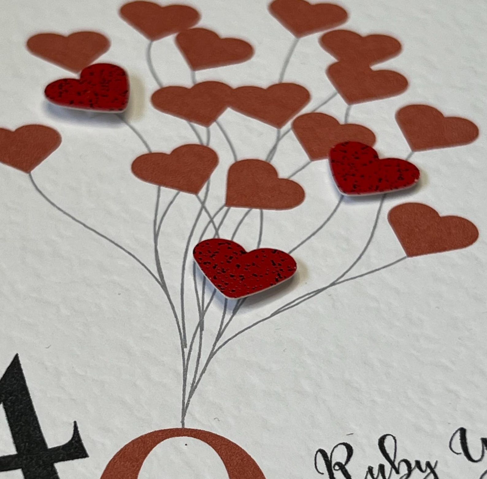 Ruby Ann Card Ruby Anniversary Card. Handmade Forty Year Anniversary Card. Wife 40th ...