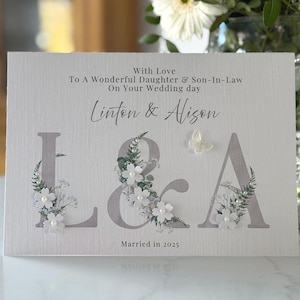 Carte de mariage personnalisée faite main, carte de félicitations de mariage, carte de mariage de luxe, carte de jeunes mariés, carte de mariage coeur