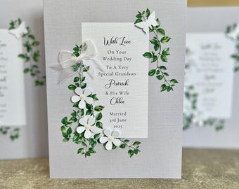 Personalised Handmade Grandson & his wife Wedding Card, Congratulations Wedding Card, Luxury Wedding Card, Bride and Groom Wedding Card.