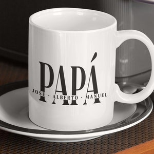 Taza para papá personalizada Vaso Día del Padre Tazón para papá Taza elegante de café para Padre de Familia Taza de cerámica blanca de 11oz