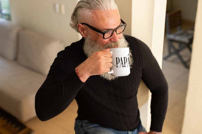 Taza para papá personalizada Vaso Día del Padre Tazón para papá Taza elegante de café para Padre de Familia imagen 4