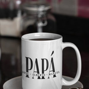 Taza para papá personalizada Vaso Día del Padre Tazón para papá Taza elegante de café para Padre de Familia Taza de cerámica blanca de 15oz