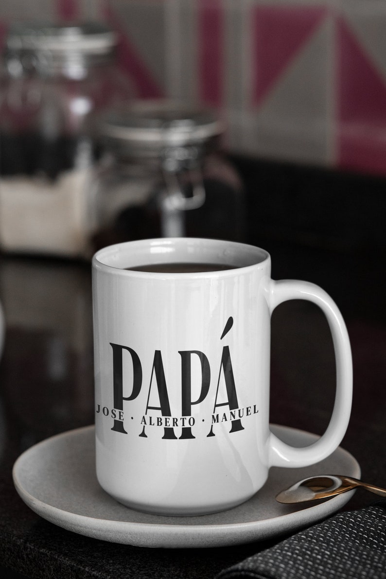 Taza para papá personalizada Vaso Día del Padre Tazón para papá Taza elegante de café para Padre de Familia Taza de cerámica blanca de 15oz