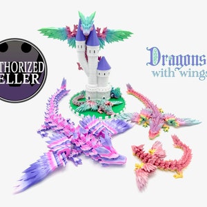 Articulated Winged Crystal Dragon 3D Printed